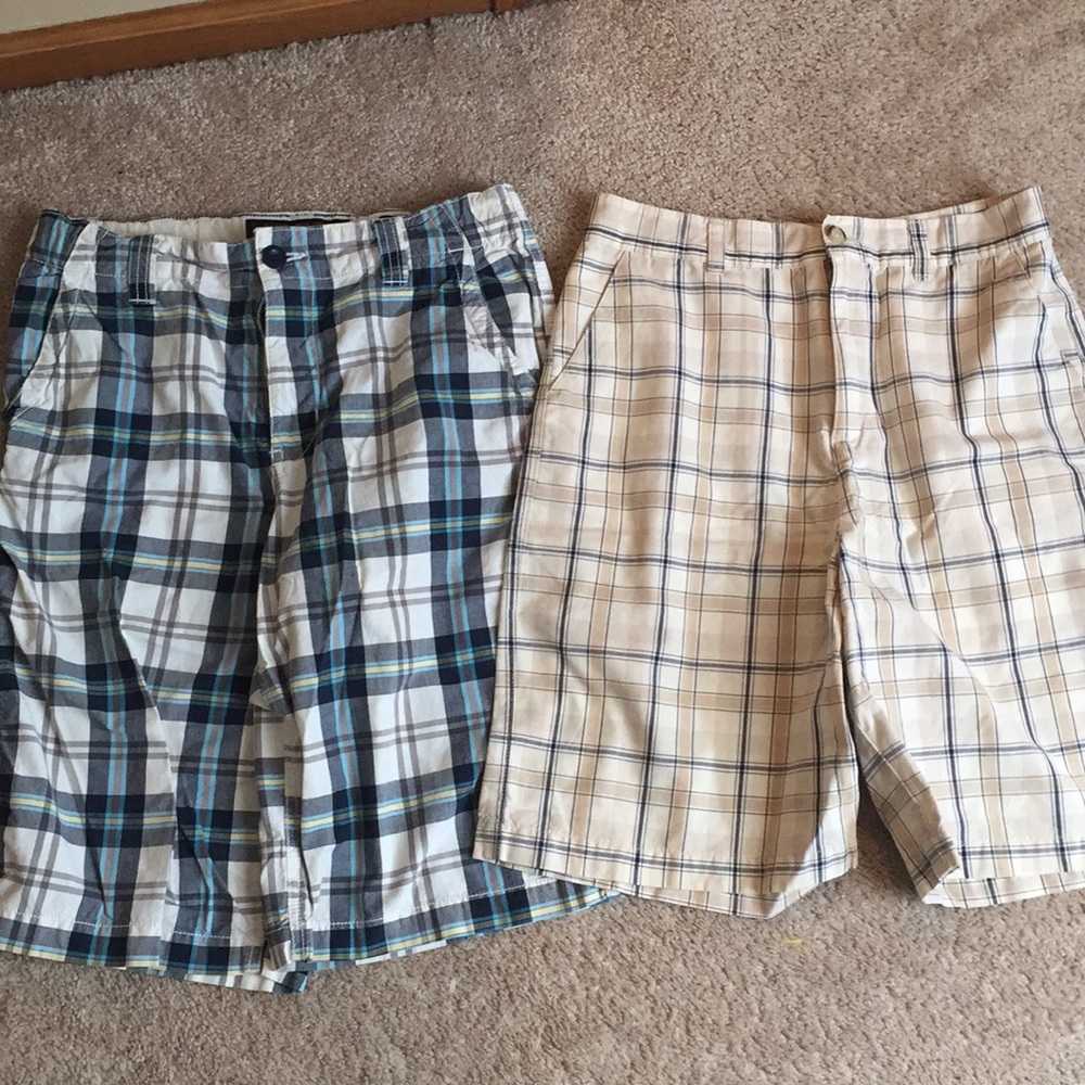 2 pairs Boys plaid shorts- Old Navy & Izod
